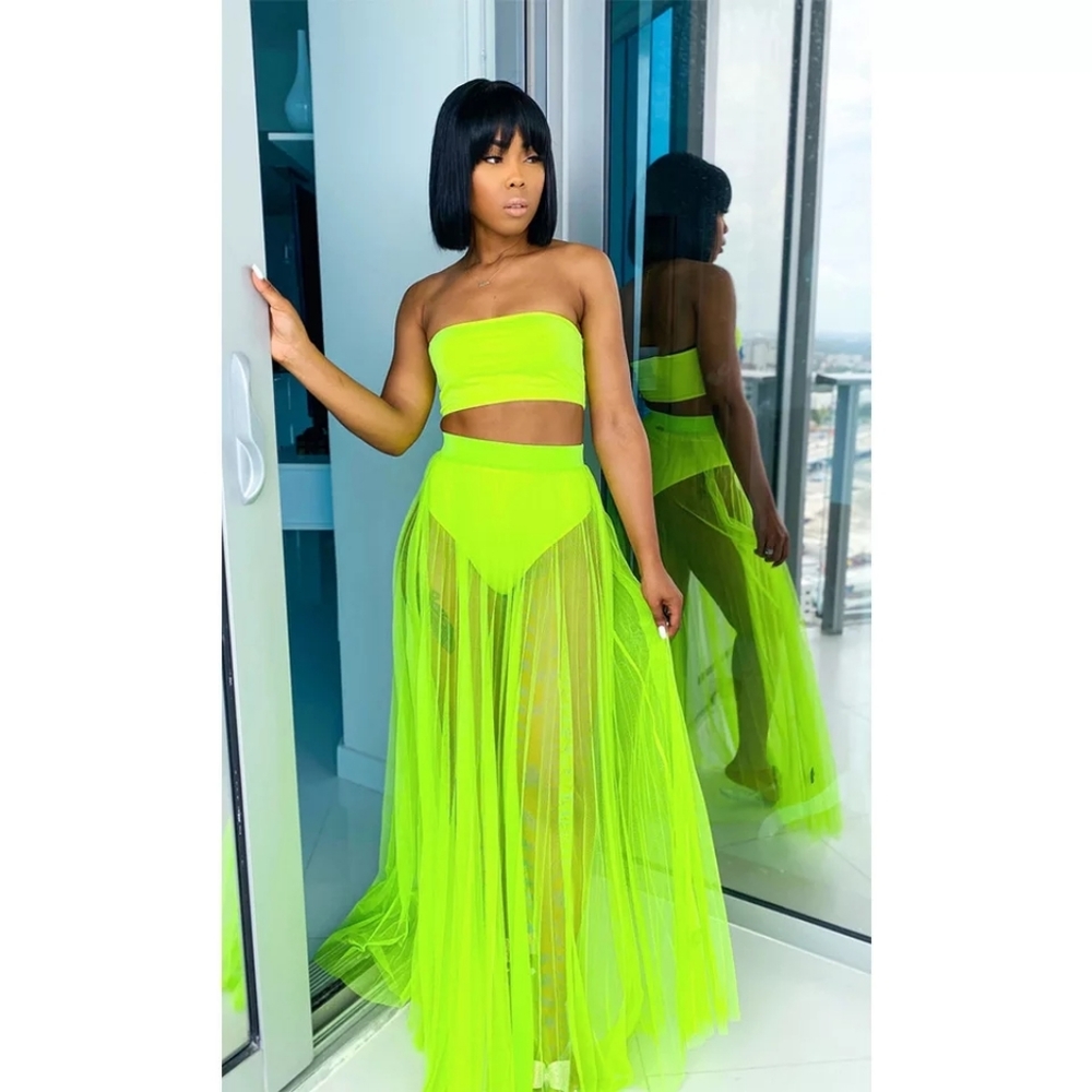 Slime mesh two piece beach set